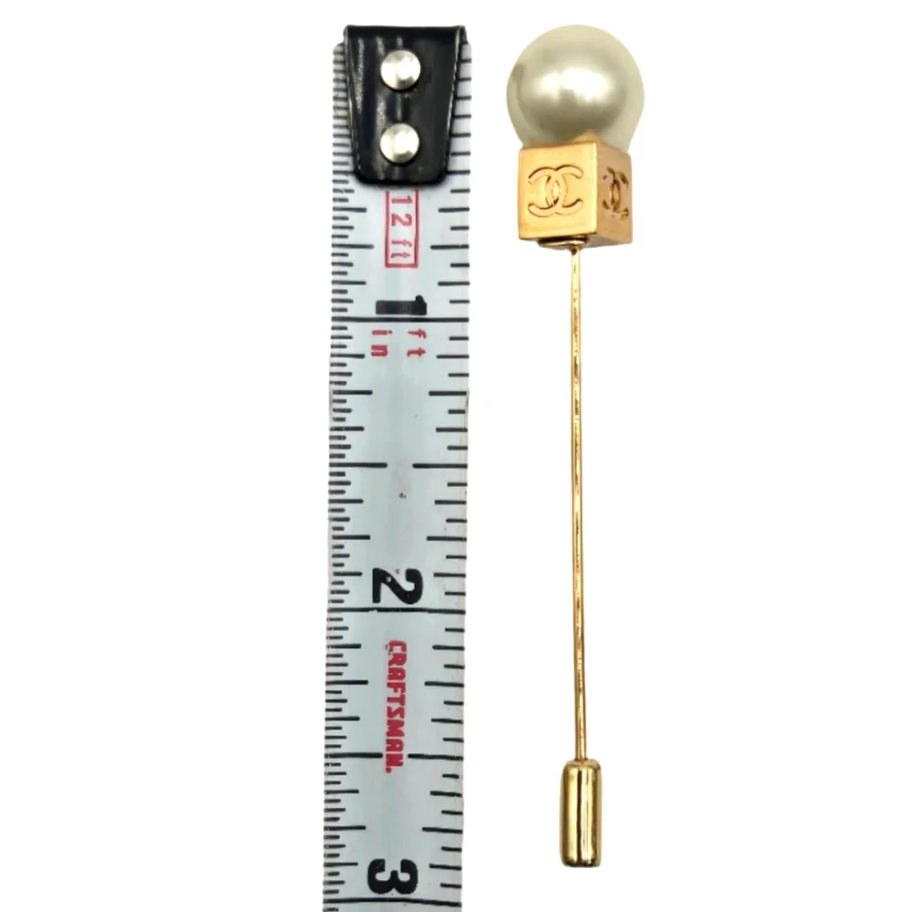 #22 - AUTHENTIC Chanel Gold Pin Brooch Golden - VINTAGE - Picture 5 of 13